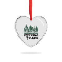 Funny Forest Disc Golf Humor Fcking Trees Heart Crystal Glass Ornament