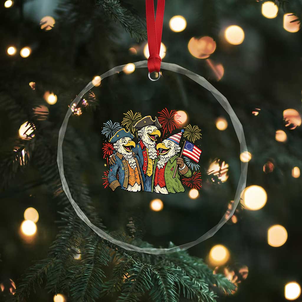 Funny Founding Fathers Eagle Crystal Glass Ornament 250th Anniversary America Patriotic Gift