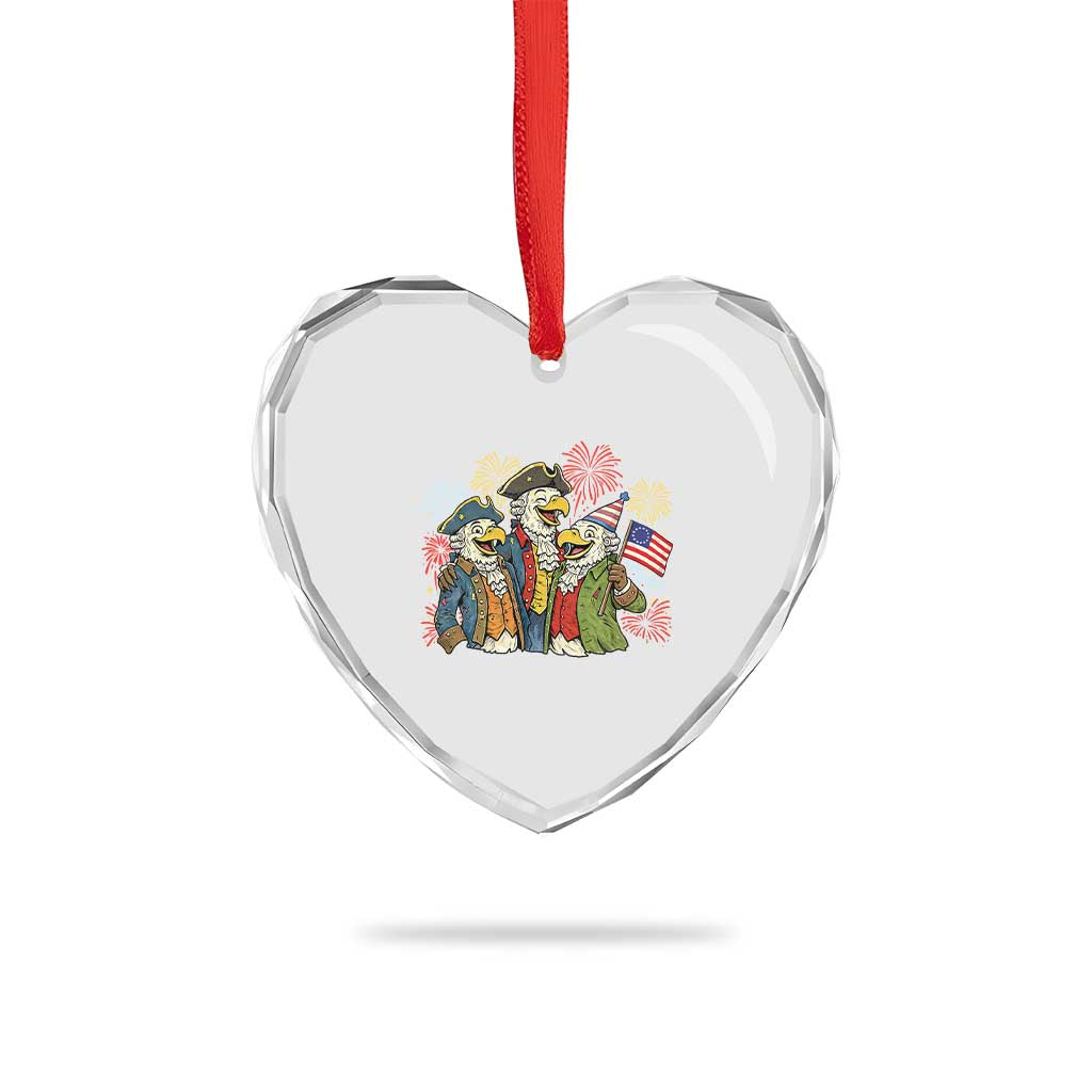 Funny Founding Fathers Eagle Heart Crystal Glass Ornament 250th Anniversary America Patriotic Gift