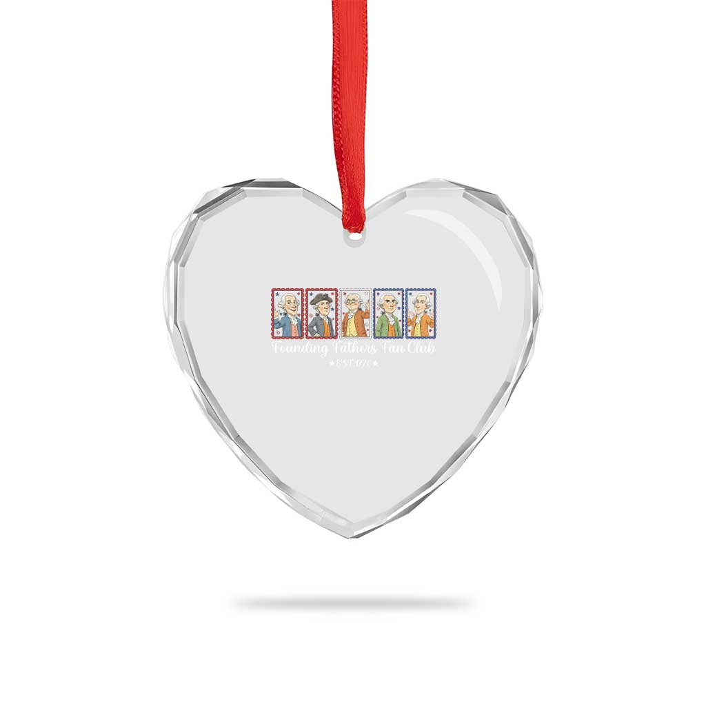 Funny Founding Fathers Fan Club Patriotic History Heart Crystal Glass Ornament