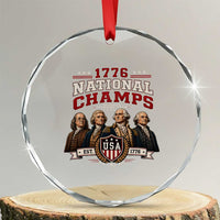 Funny Founding Fathers USA 250th Anniversary Crystal Glass Ornament 1776 Championship Parody American Flag Vintage Patriotic Humor