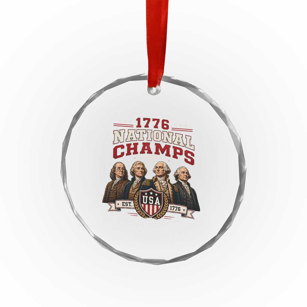 Funny Founding Fathers USA 250th Anniversary Crystal Glass Ornament 1776 Championship Parody American Flag Vintage Patriotic Humor