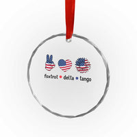 Funny Foxtrots Delta Tangos Crystal Glass Ornament American Flag Peace Sign Heart Sunflower - Wonder Print Shop