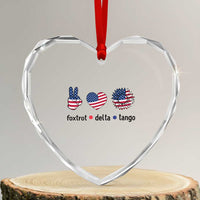 Funny Foxtrots Delta Tangos Heart Crystal Glass Ornament American Flag Peace Sign Heart Sunflower - Wonder Print Shop