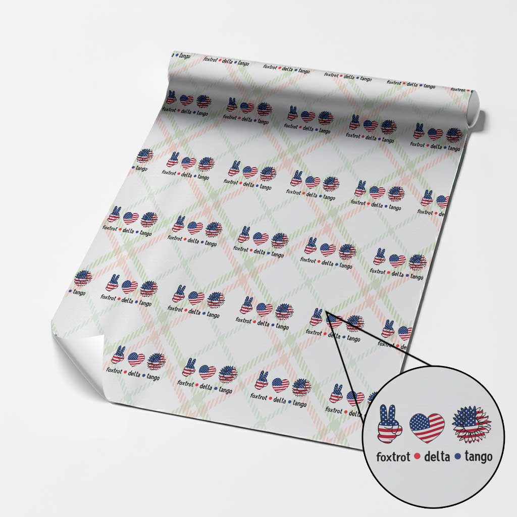 Funny Foxtrots Delta Tangos Wrapping Paper Roll American Flag Peace Sign Heart Sunflower - Wonder Print Shop