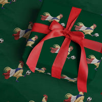 Funny France Soccer Wrapping Paper Roll Rooster Wearing French Flag Patriotic Football Fan Graphic