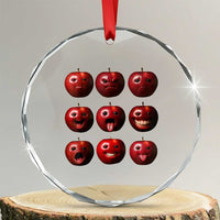 Funny Freaky Apple Faces Meme Graphic Crystal Glass Ornament Surreal Weird AI Fruit Emotions - Wonder Print Shop