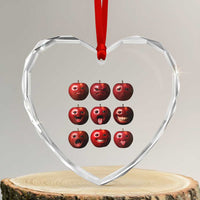 Funny Freaky Apple Faces Meme Graphic Heart Crystal Glass Ornament Surreal Weird AI Fruit Emotions - Wonder Print Shop