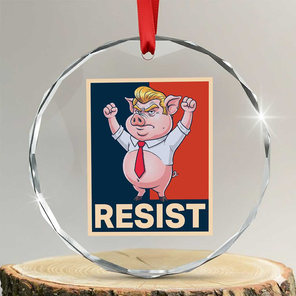 Funny Freedom Pig Resistance Movement Political Satire Meme Gift Crystal Glass Ornament - Wonder Print Shop