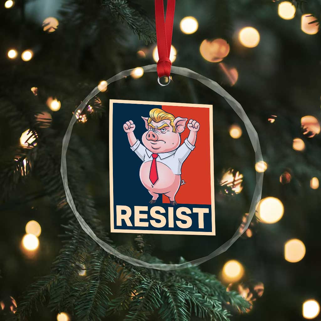 Funny Freedom Pig Resistance Movement Political Satire Meme Gift Crystal Glass Ornament - Wonder Print Shop