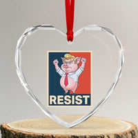 Funny Freedom Pig Resistance Movement Political Satire Meme Gift Heart Crystal Glass Ornament - Wonder Print Shop
