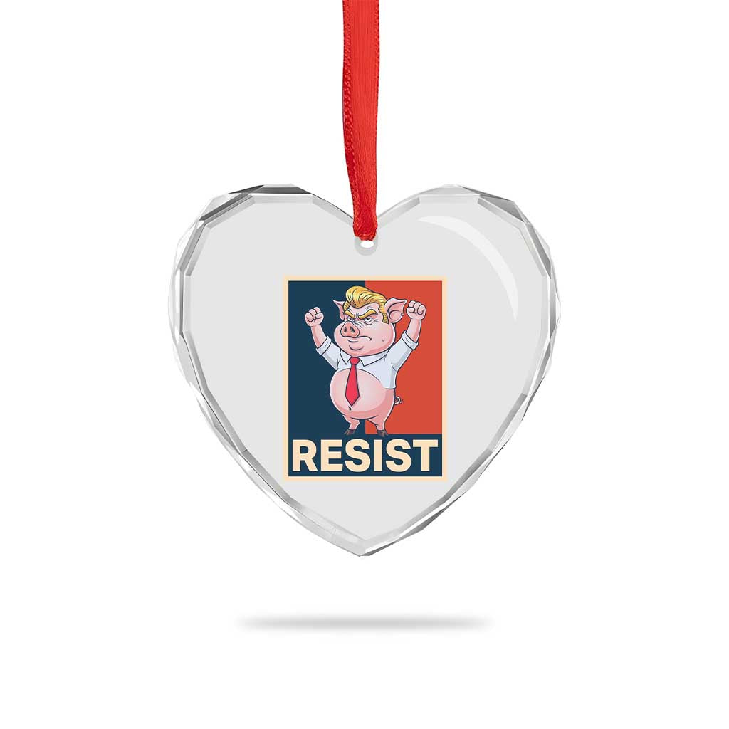 Funny Freedom Pig Resistance Movement Political Satire Meme Gift Heart Crystal Glass Ornament - Wonder Print Shop
