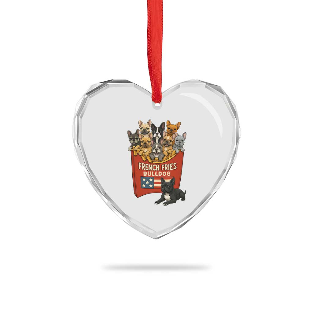 Funny French Fries Bulldog Heart Crystal Glass Ornament Dog Lover Gift - Wonder Print Shop