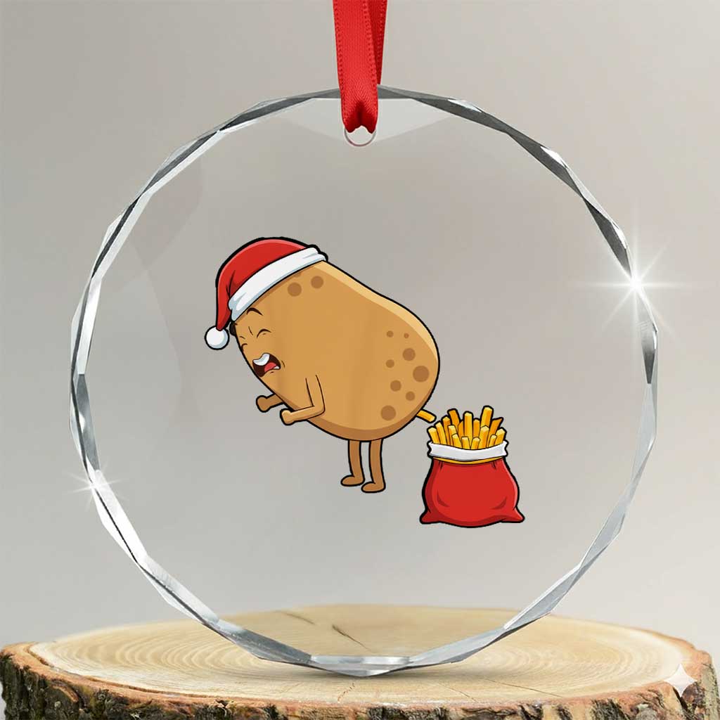 Funny French Fries Christmas Crystal Glass Ornament Potato Food Eaters - Wonder Print Shop