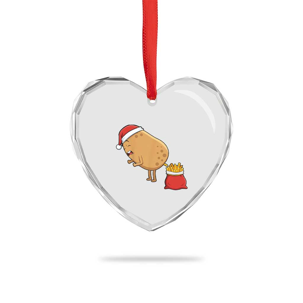 Funny French Fries Christmas Heart Crystal Glass Ornament Potato Food Eaters - Wonder Print Shop