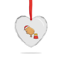 Funny French Fries Christmas Heart Crystal Glass Ornament Potato Food Eaters - Wonder Print Shop