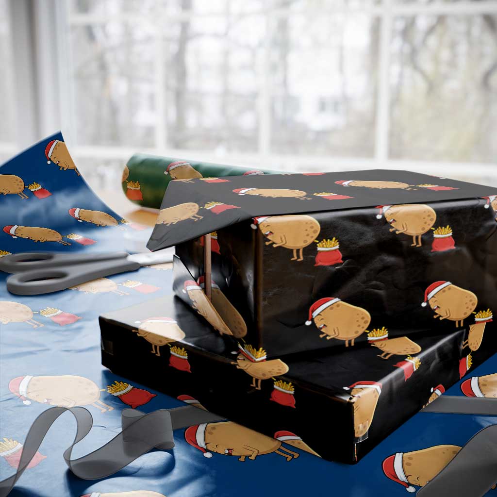 Funny French Fries Christmas Wrapping Paper Roll Potato Food Eaters - Wonder Print Shop