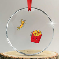 Funny French Fry Jumping Into Fries Box Crystal Glass Ornament Fast Food Lover