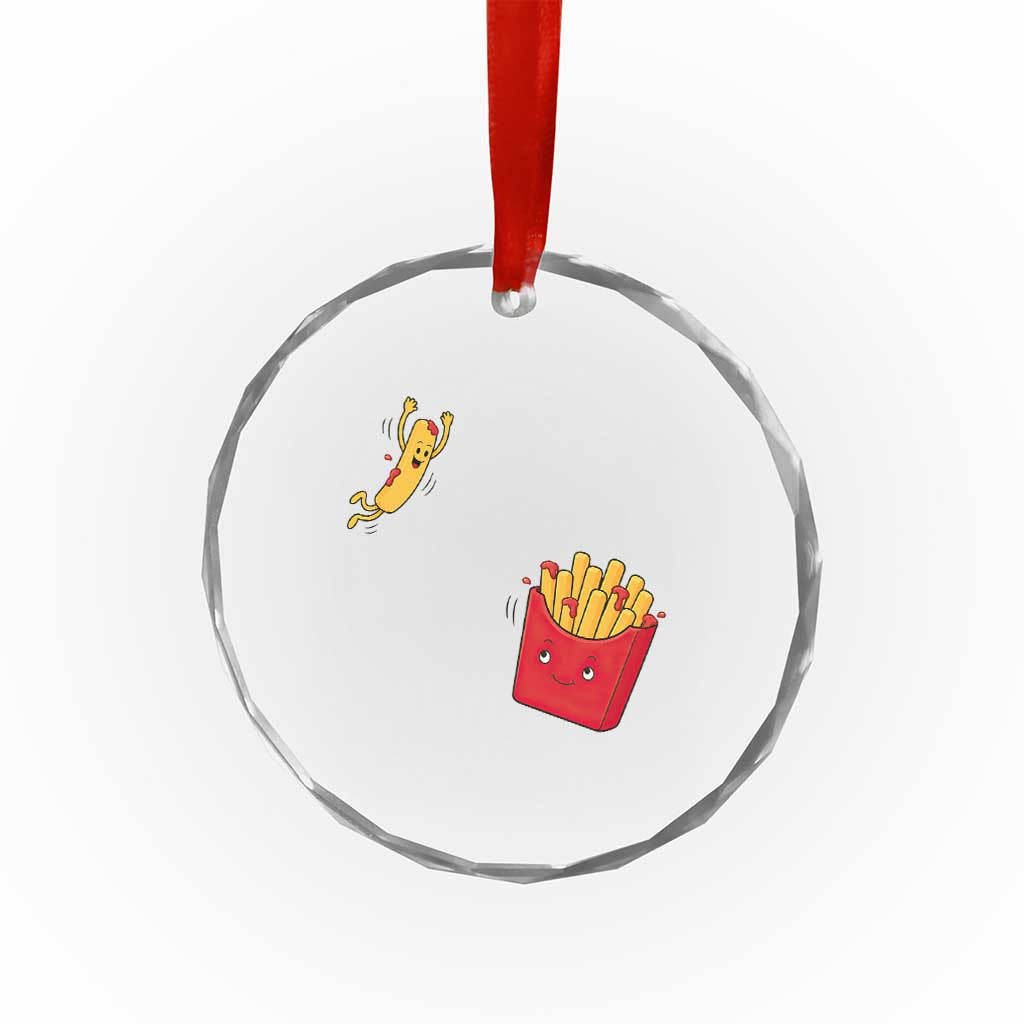 Funny French Fry Jumping Into Fries Box Crystal Glass Ornament Fast Food Lover