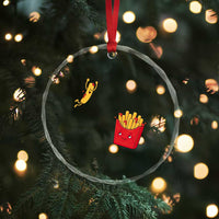 Funny French Fry Jumping Into Fries Box Crystal Glass Ornament Fast Food Lover