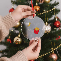 Funny French Fry Jumping Into Fries Box Crystal Glass Ornament Fast Food Lover