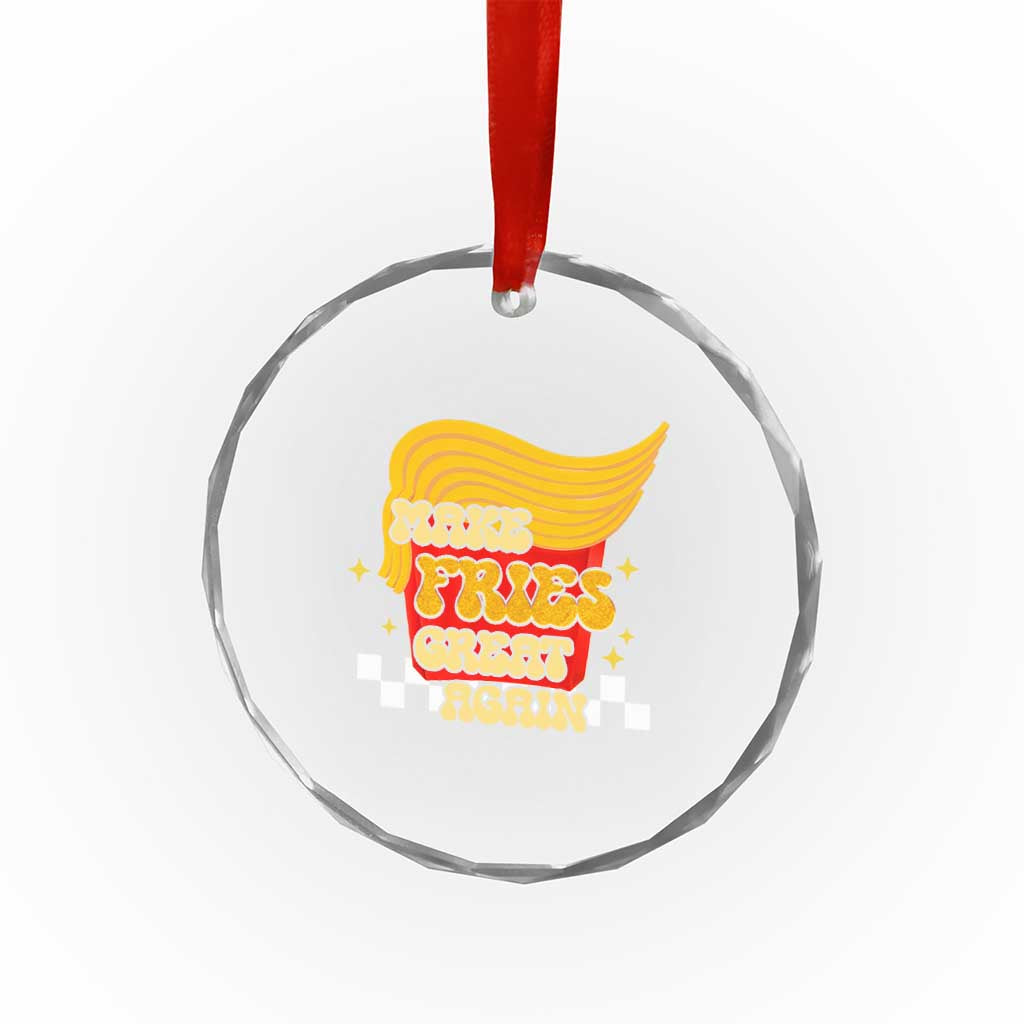 Funny Fries Crystal Glass Ornament Make Fries Great Again Checkered