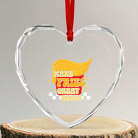 Funny Fries Heart Crystal Glass Ornament Make Fries Great Again Checkered