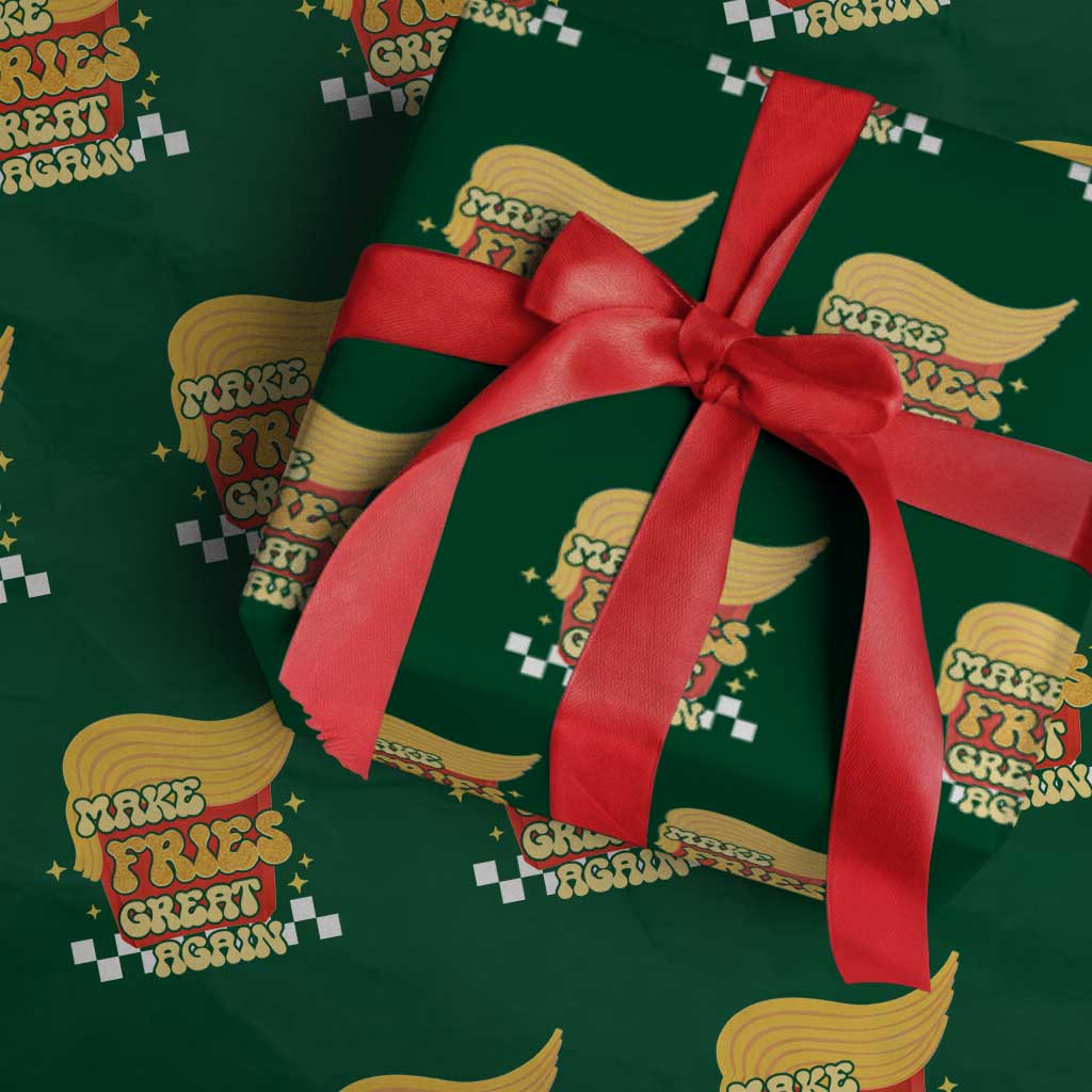 Funny Fries Wrapping Paper Roll Make Fries Great Again Checkered