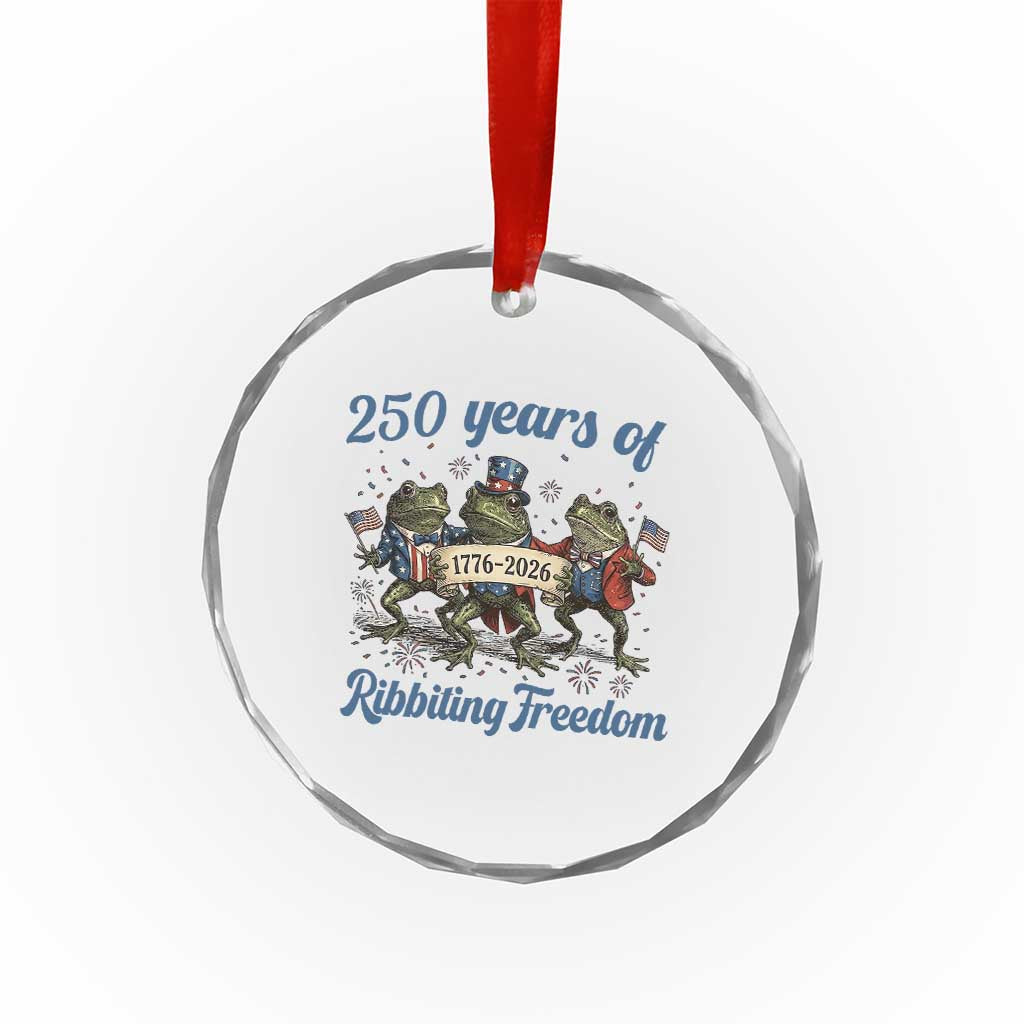 Funny Frog 250 Years Of Ribbiting Freedom Crystal Glass Ornament