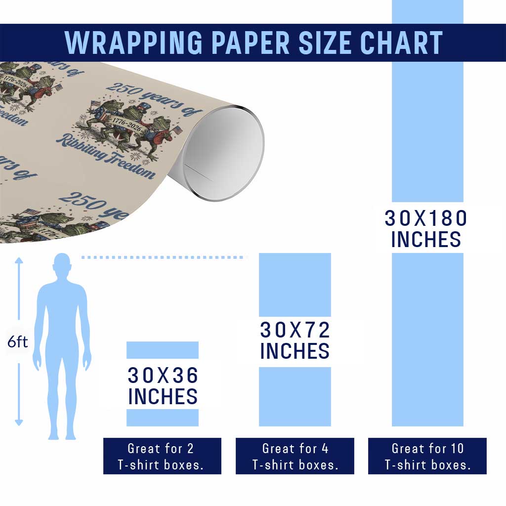 Funny Frog 250 Years Of Ribbiting Freedom Wrapping Paper Roll
