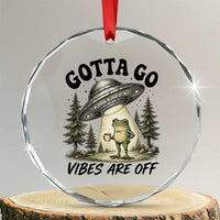 Funny Frog Alien Abduction Crystal Glass Ornament Gotta Go Vibes Are Off UFO Forest