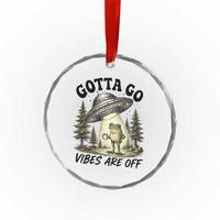 Funny Frog Alien Abduction Crystal Glass Ornament Gotta Go Vibes Are Off UFO Forest
