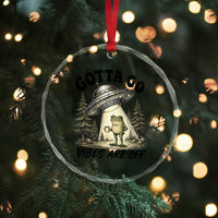 Funny Frog Alien Abduction Crystal Glass Ornament Gotta Go Vibes Are Off UFO Forest