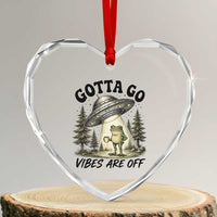 Funny Frog Alien Abduction Heart Crystal Glass Ornament Gotta Go Vibes Are Off UFO Forest
