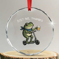 Funny Frog Anti ICE Political Protest Crystal Glass Ornament Ice? No Thanks