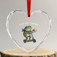 Funny Frog Anti ICE Political Protest Heart Crystal Glass Ornament Ice? No Thanks