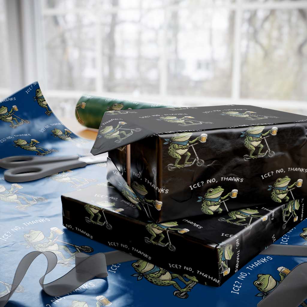 Funny Frog Anti ICE Political Protest Wrapping Paper Roll Ice? No Thanks