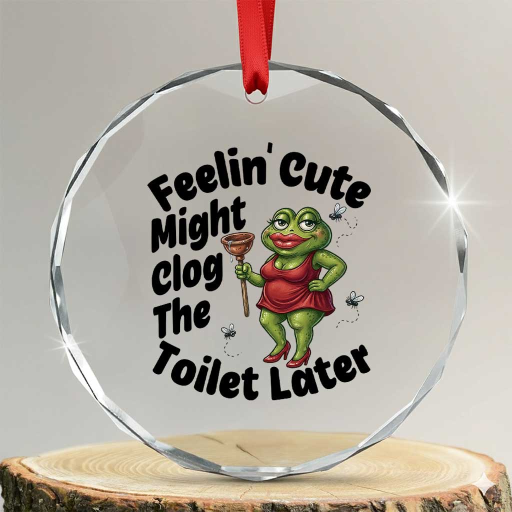 Funny Frog Bathroom Jokes Crystal Glass Ornament Feeling Cute Might Clog The Toilet Later