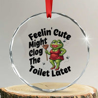 Funny Frog Bathroom Jokes Crystal Glass Ornament Feeling Cute Might Clog The Toilet Later