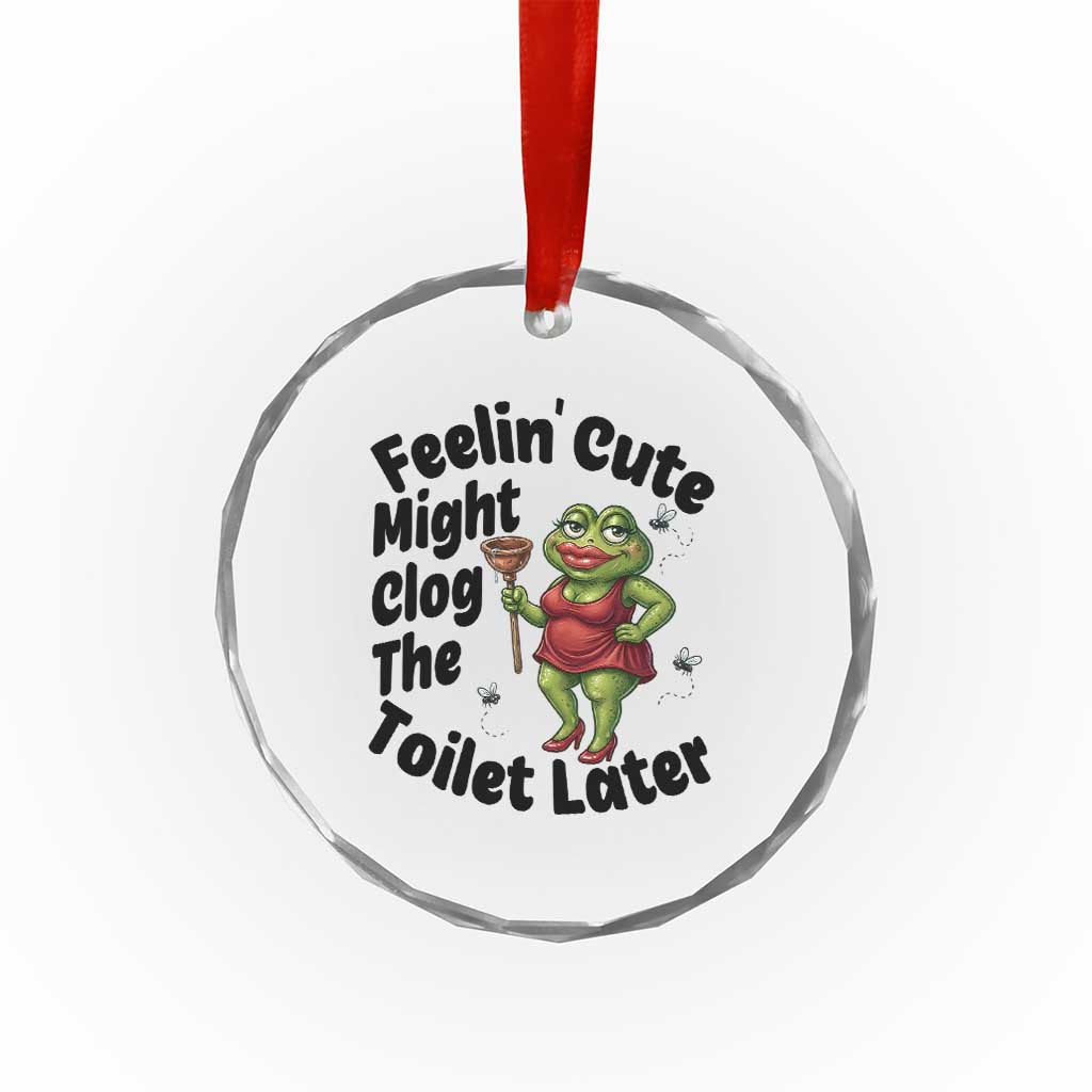 Funny Frog Bathroom Jokes Crystal Glass Ornament Feeling Cute Might Clog The Toilet Later