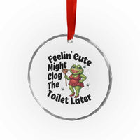 Funny Frog Bathroom Jokes Crystal Glass Ornament Feeling Cute Might Clog The Toilet Later
