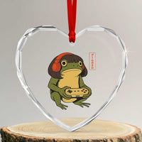 Funny Frog Bob Haircut Gamer Meme Heart Crystal Glass Ornament Game Lover - Wonder Print Shop