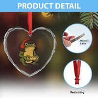 Funny Frog Bob Haircut Gamer Meme Heart Crystal Glass Ornament Game Lover - Wonder Print Shop