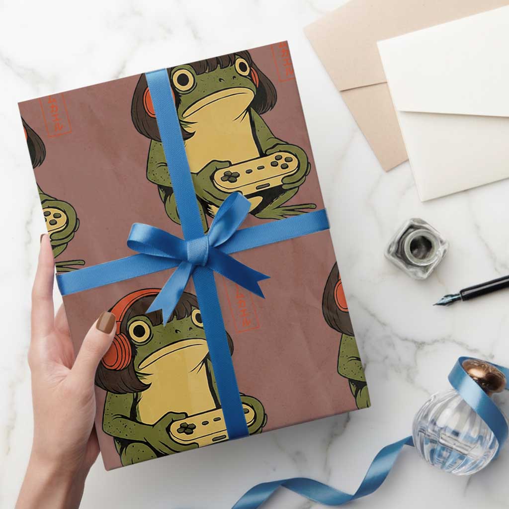 Funny Frog Bob Haircut Gamer Meme Wrapping Paper Roll Game Lover - Wonder Print Shop