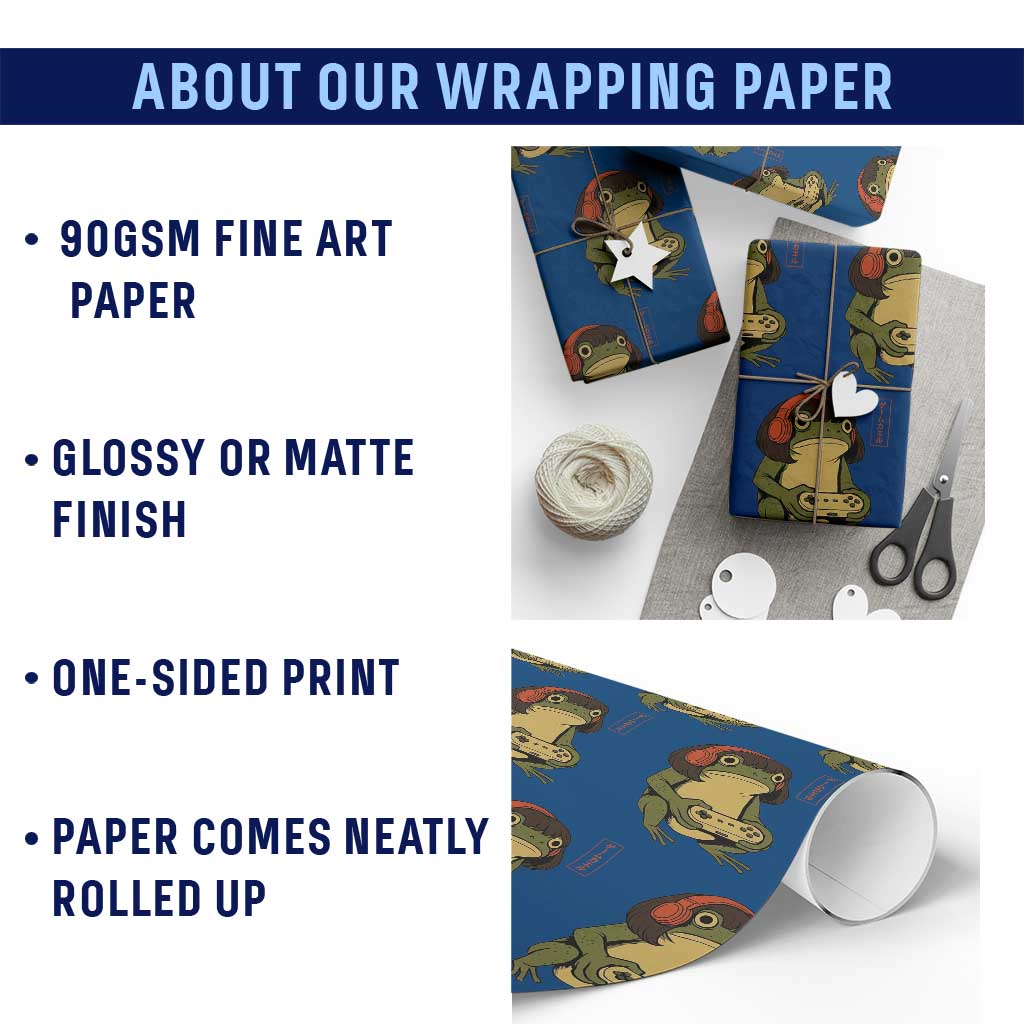 Funny Frog Bob Haircut Gamer Meme Wrapping Paper Roll Game Lover - Wonder Print Shop