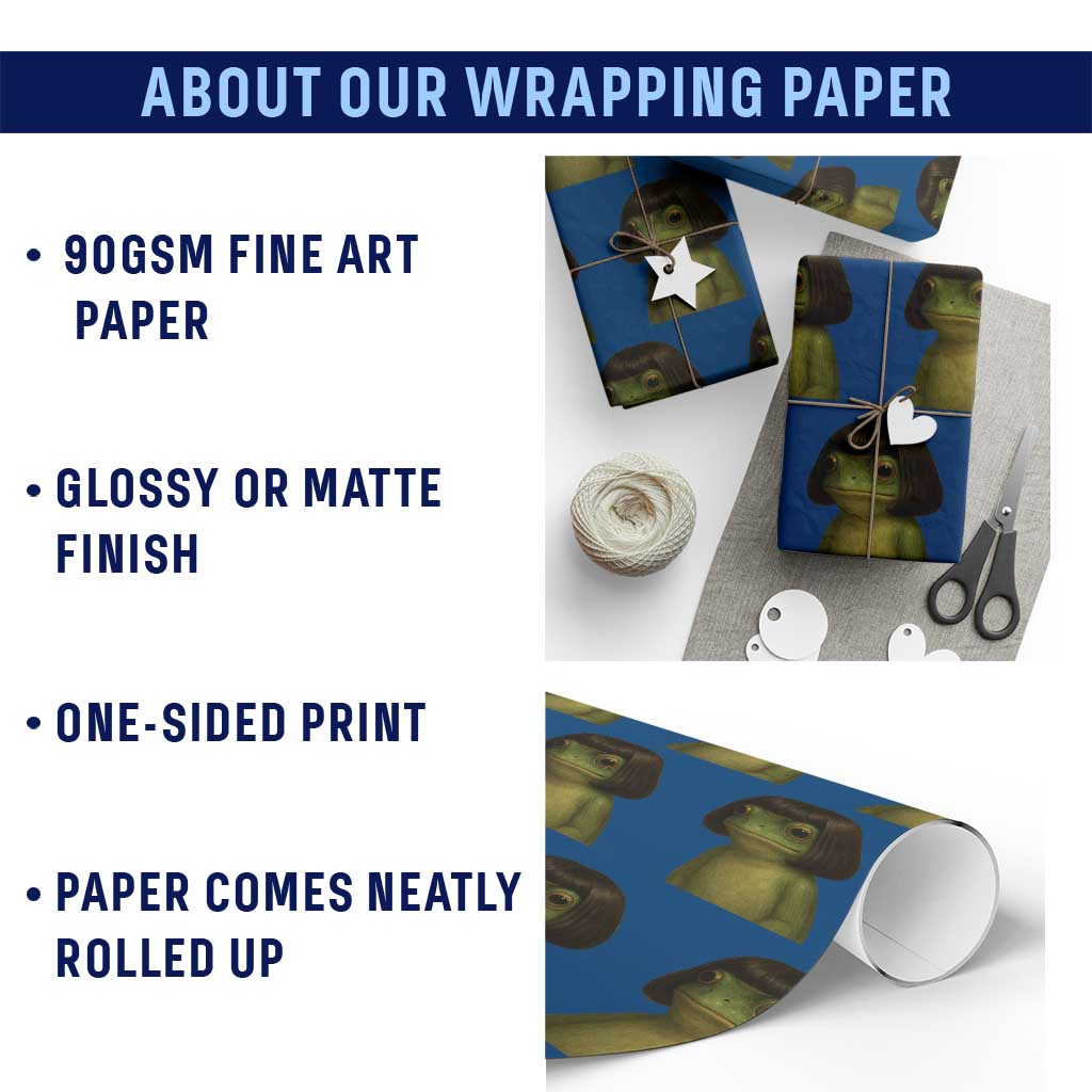 Funny Frog Bob Haircut Meme Wrapping Paper Roll Silly Toad Trends - Wonder Print Shop