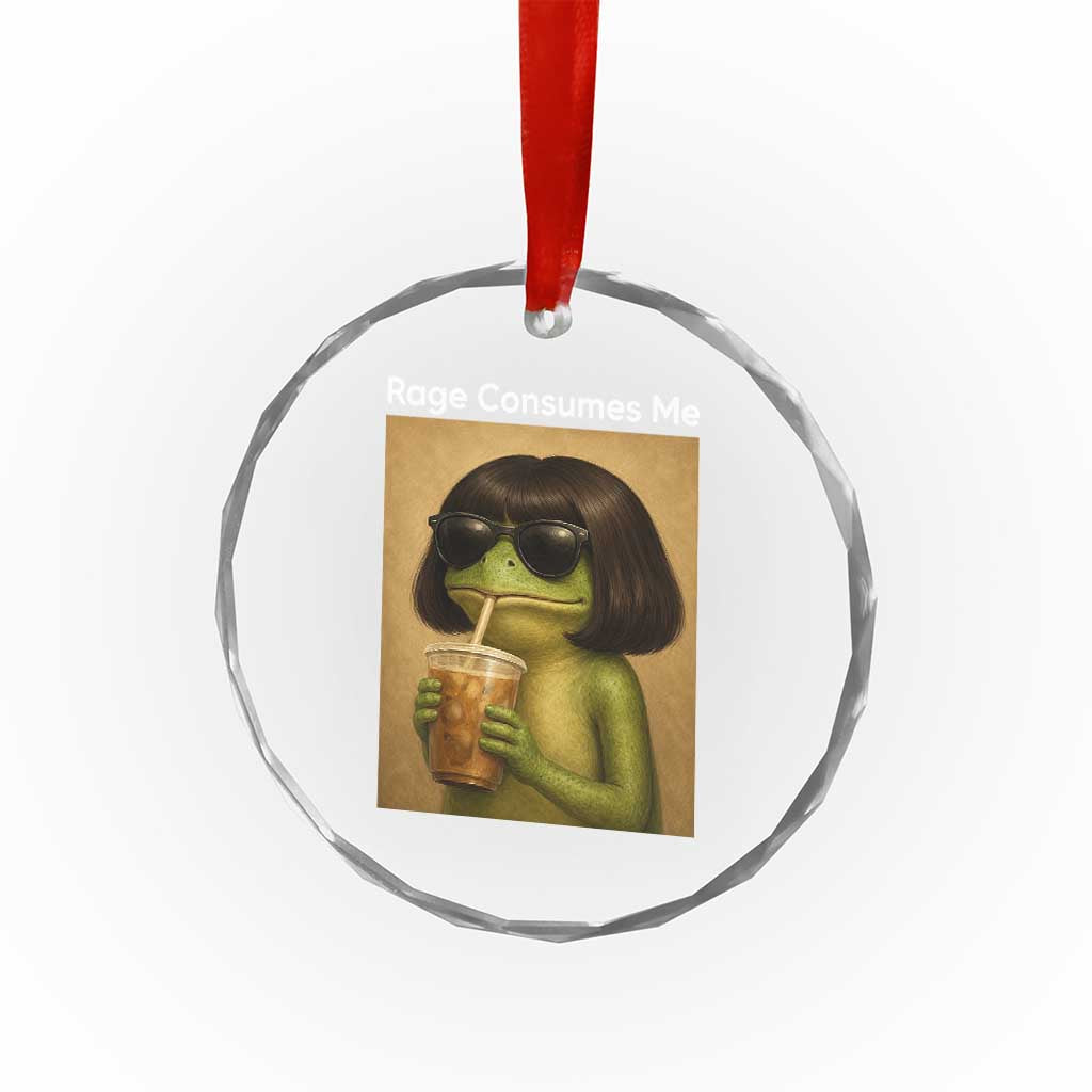 Funny Frog Bob Haircut Rage Consumes Me Crystal Glass Ornament Renaissance Painting Meme