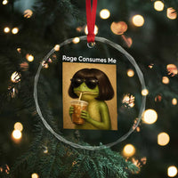 Funny Frog Bob Haircut Rage Consumes Me Crystal Glass Ornament Renaissance Painting Meme