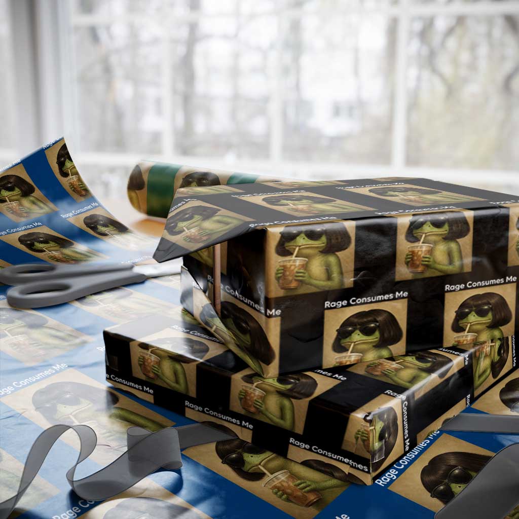 Funny Frog Bob Haircut Rage Consumes Me Wrapping Paper Roll Renaissance Painting Meme
