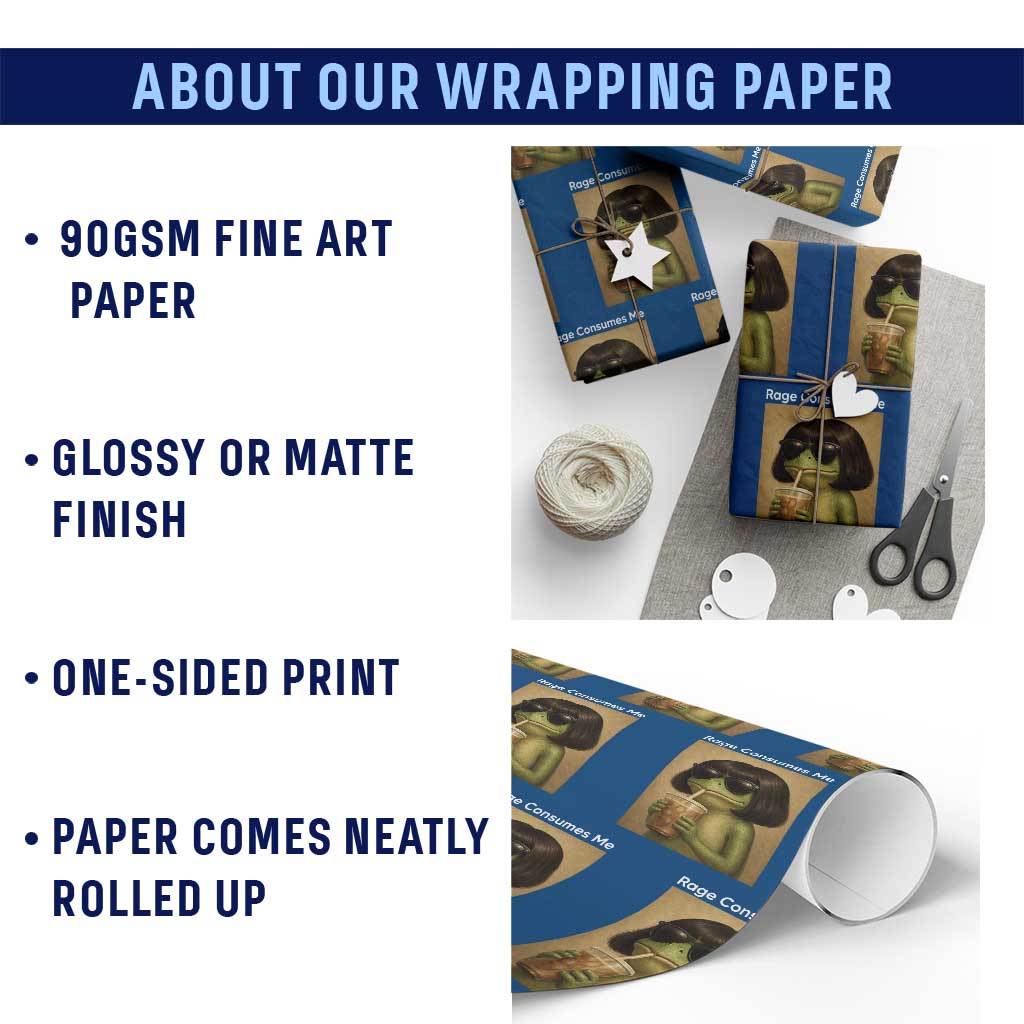 Funny Frog Bob Haircut Rage Consumes Me Wrapping Paper Roll Renaissance Painting Meme